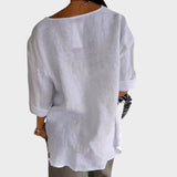 Zamma Blusa de lino con cuello en V