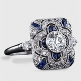 Anillo Plata Vintage con Elegancia de Zirconia Azul