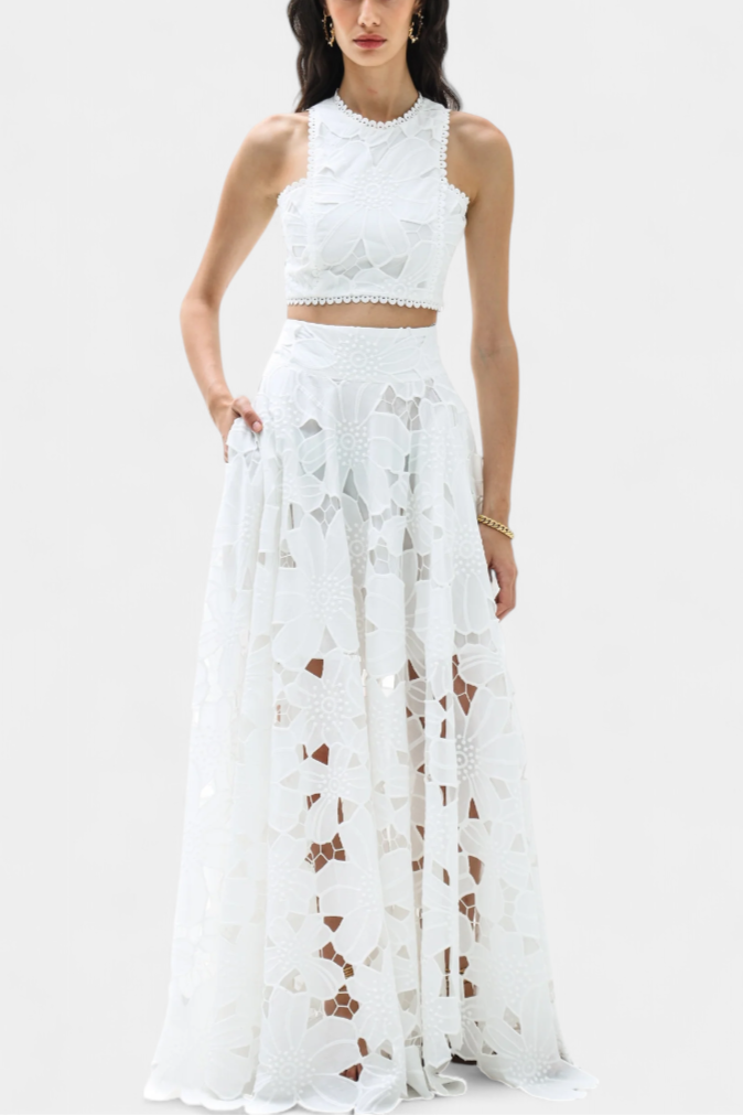 Danitza Conjunto Romántico de Encaje Floral Calado