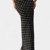 Olda Falda Larga Entallada de Viscosa con Estampado de Lunares