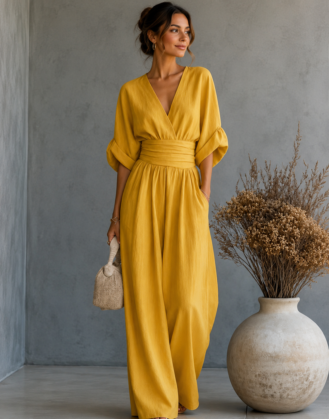 Ariel - Mono elegante de escote en V y pierna ancha