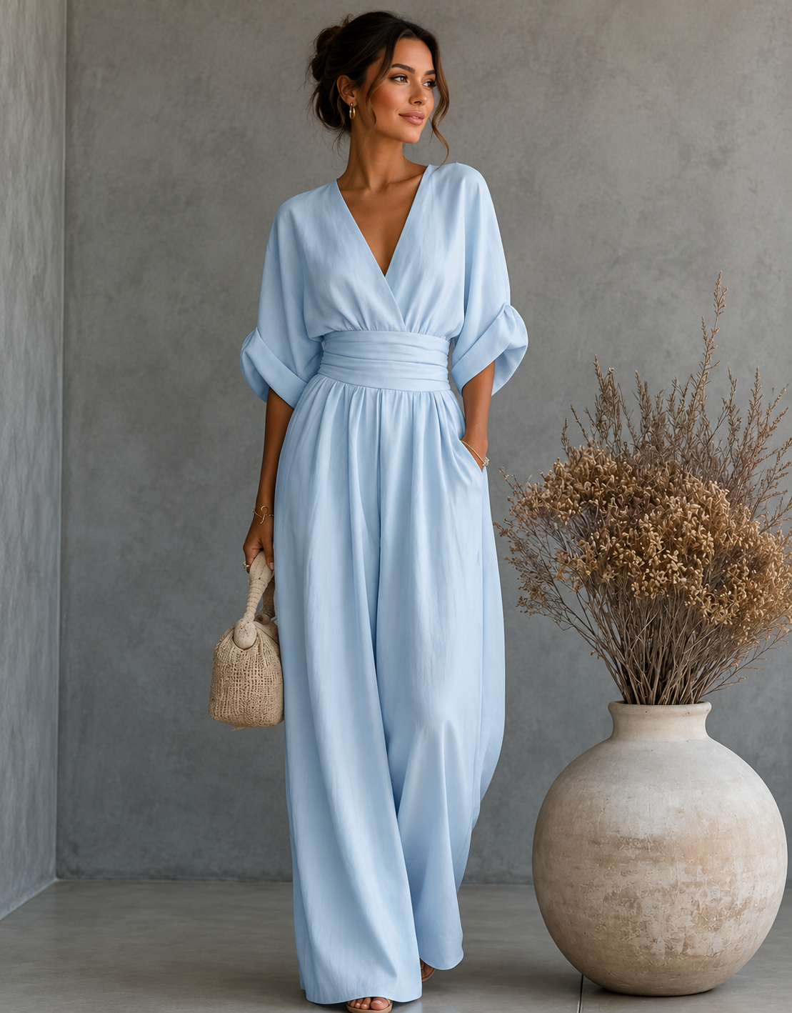 Ariel - Mono elegante de escote en V y pierna ancha