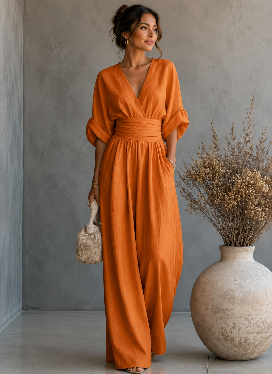 Ariel - Mono elegante de escote en V y pierna ancha