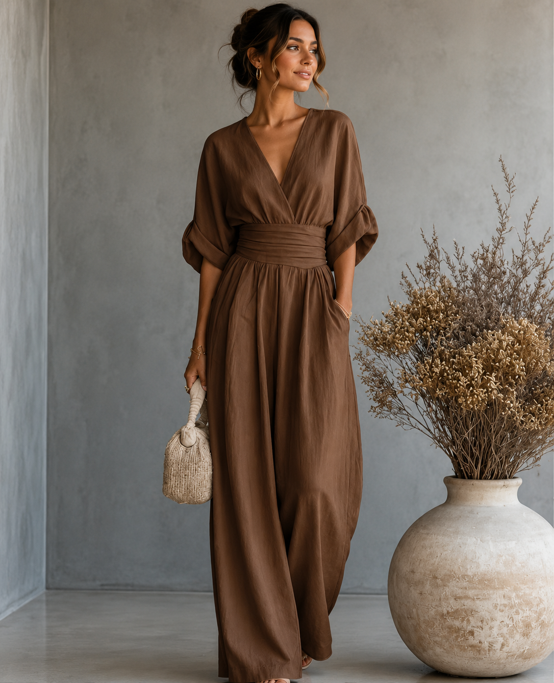 Ariel - Mono elegante de escote en V y pierna ancha