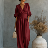 Ariel - Mono elegante de escote en V y pierna ancha