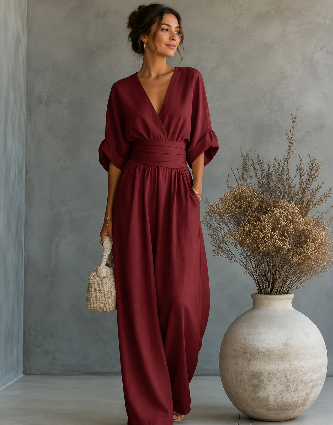 Ariel - Mono elegante de escote en V y pierna ancha
