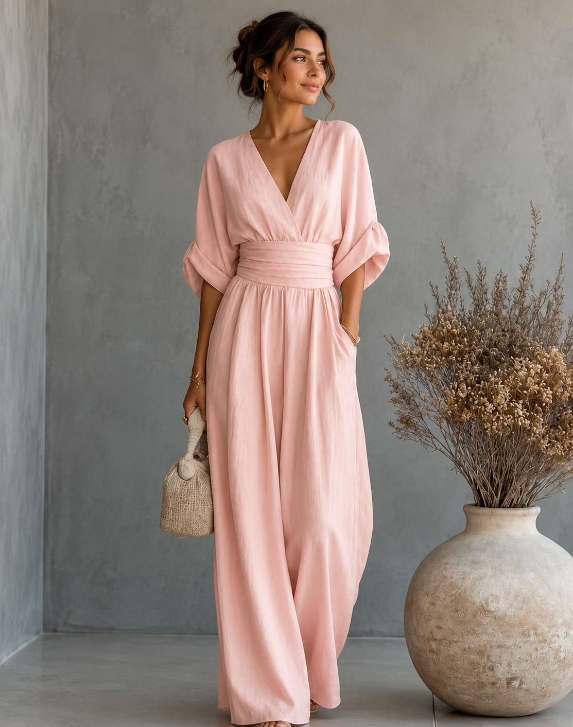 Ariel - Mono elegante de escote en V y pierna ancha