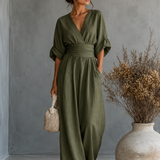 Ariel - Mono elegante de escote en V y pierna ancha