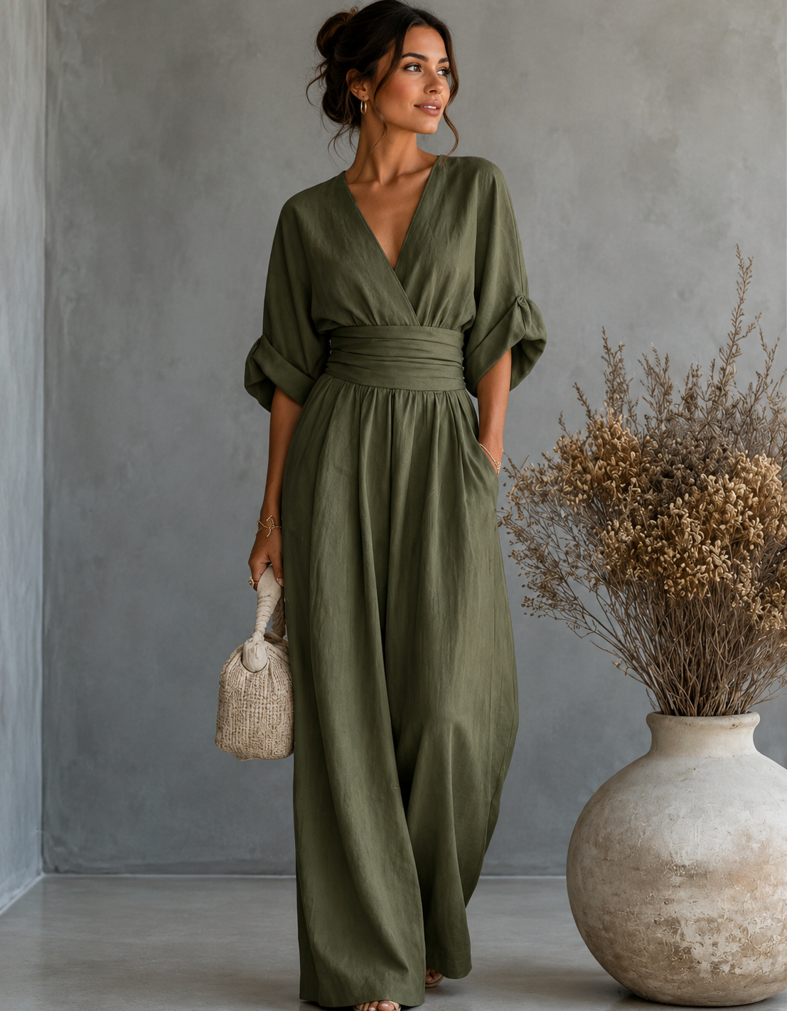 Ariel - Mono elegante de escote en V y pierna ancha