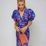 Arielle | Vestido Colorido con Mangas Plisadas